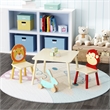 Homycasa Kids Animal-Themed Table and Chair Set with Lion Design-Natural