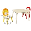 Homycasa Kids Animal-Themed Table and Chair Set with Lion Design-Natural