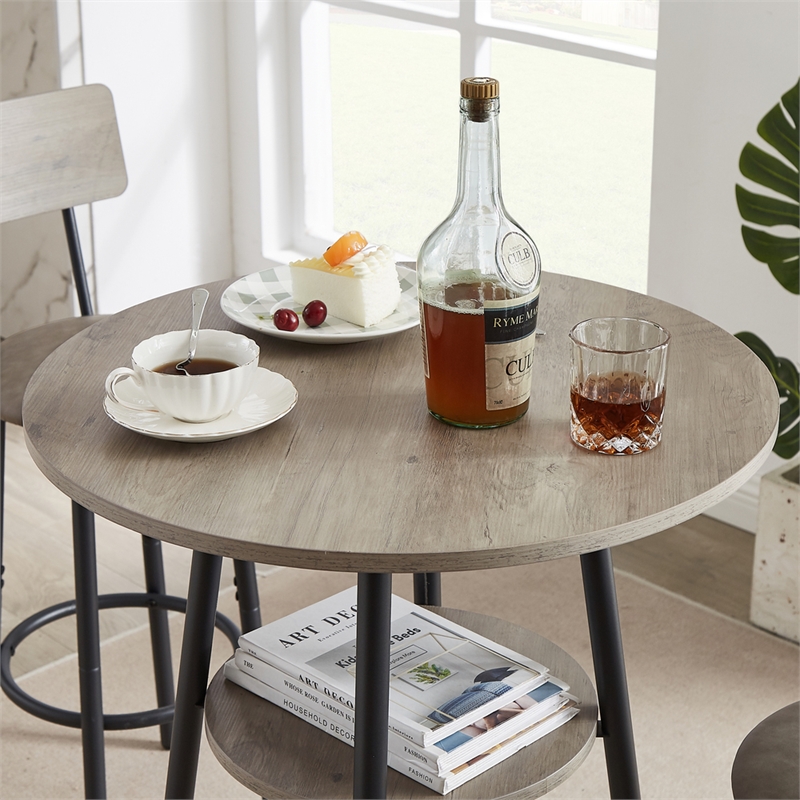 Homycasa Adjustable Rustic Bar Stools with Wooden Backrest-Gray
