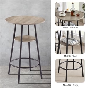 Homycasa Adjustable Rustic Bar Stools with Wooden Backrest-Gray