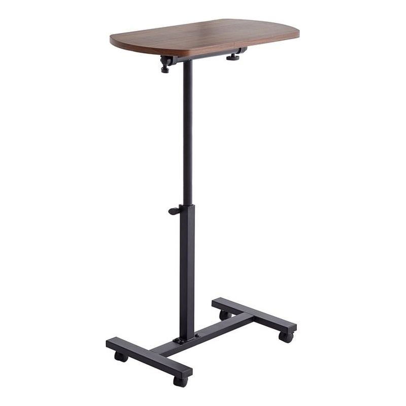 Homycasa Height Adjustable Sofa Side C Shape Table-Brown