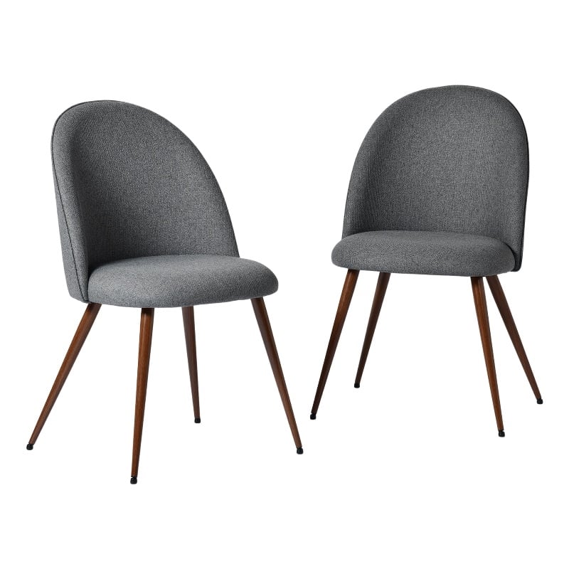 Homycasa Gray Fabric with Walnut Metal Legs Dining Chair (Set of 2)