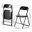 Homycasa Folding Chairs Set of 2 Black PVC Upholstered Durable Steel Frame