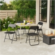 Homycasa Folding Chairs Set of 2 Black PVC Upholstered Durable Steel Frame