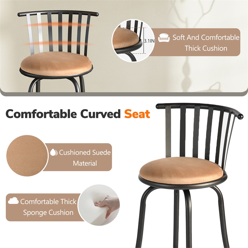 Homycasa Adjustable Height Metal Bar Stools Set of 2 Brown