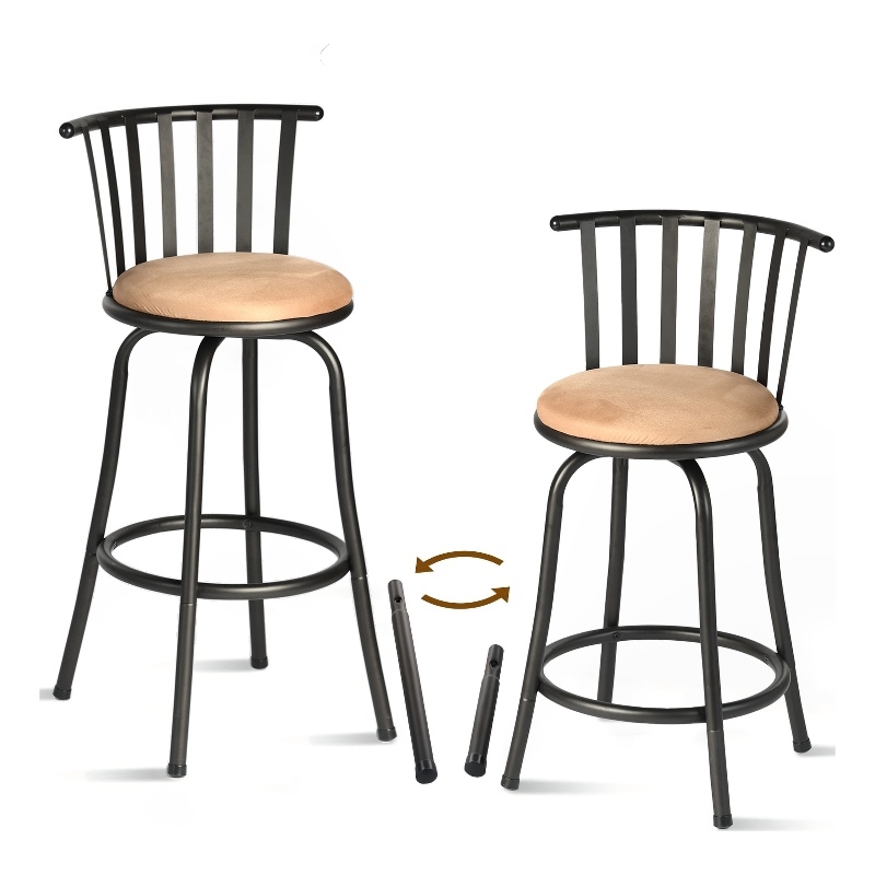 Homycasa Adjustable Height Metal Bar Stools Set of 2 Brown