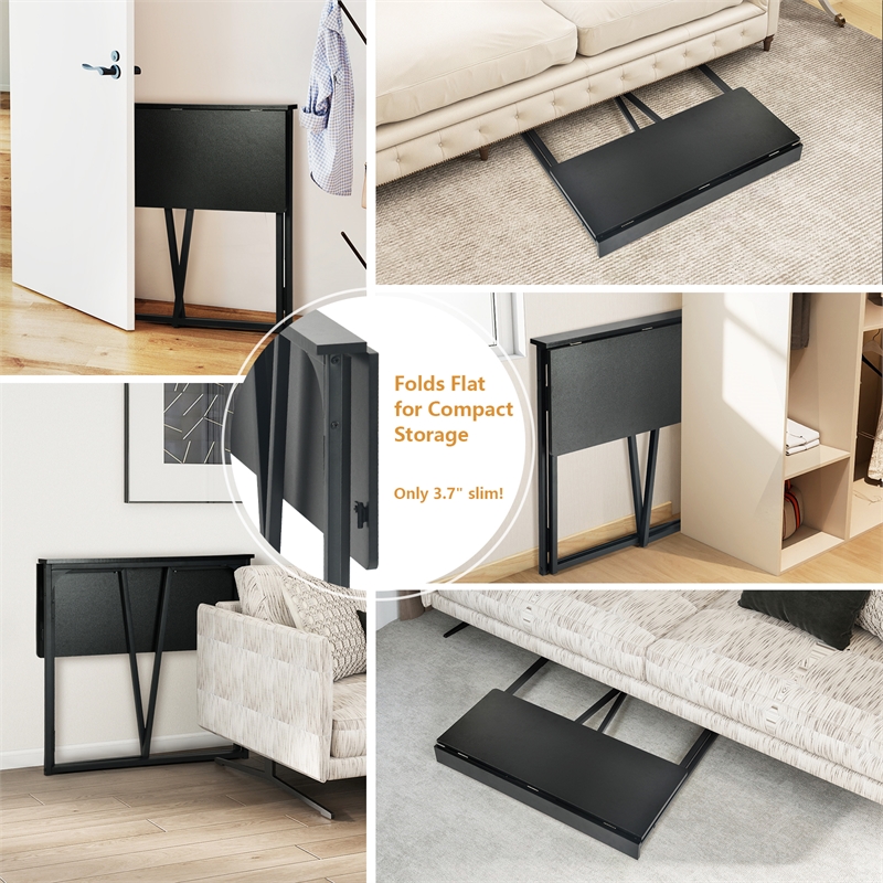 Homycasa Foldable Black Home Office Desk with MDF Top