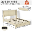 Homycasa Queen Size Bed Frame with Storage Drawers in Beige