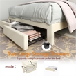 Homycasa Queen Size Bed Frame with Storage Drawers in Beige