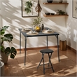 Homycasa Black Folding Chairs Set of 2 PVC Seat Metal Frame