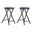 Homycasa Black Folding Chairs Set of 2 PVC Seat Metal Frame