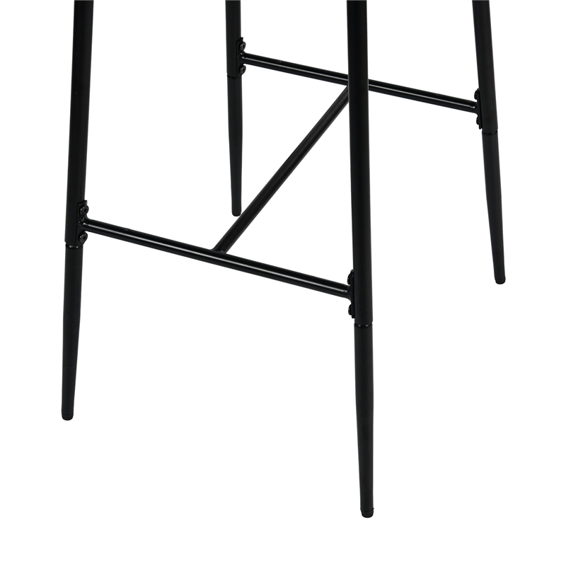 Homycasa Cognac Faux Leather Bar Height Stools Set of 2 with Black Metal Legs