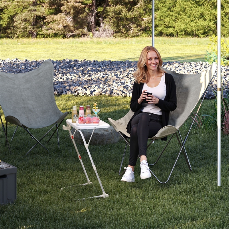 Homycasa Adjustable Folding TV Dining Tray Table with Cup Holder White