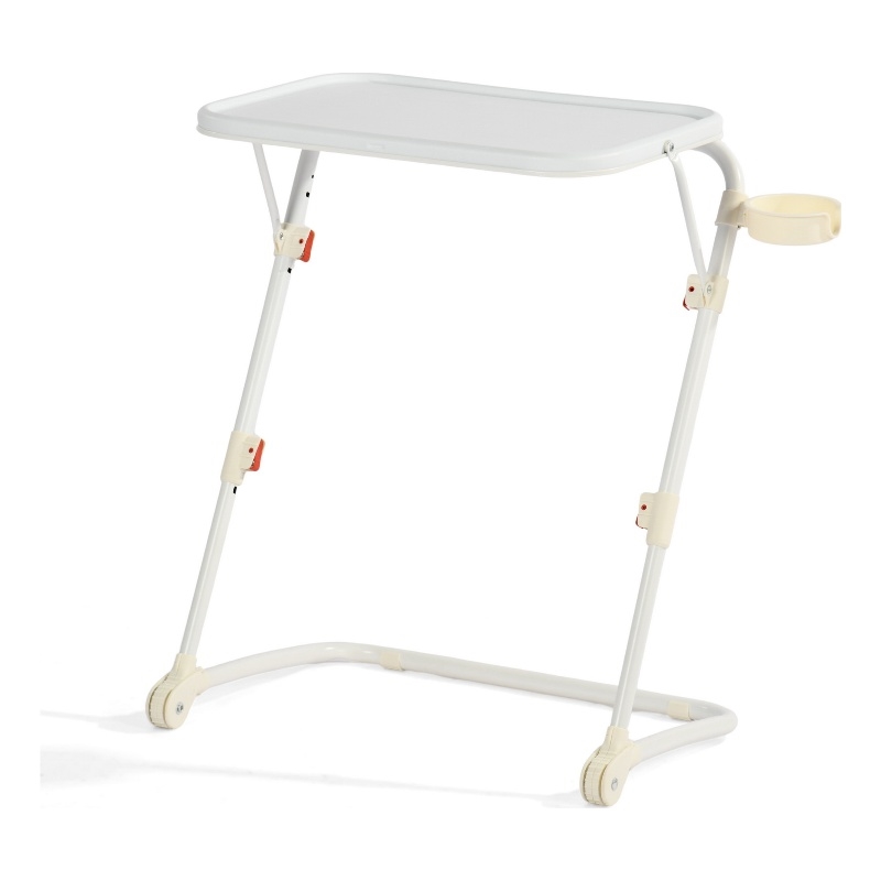 Homycasa Adjustable Folding TV Dining Tray Table with Cup Holder White