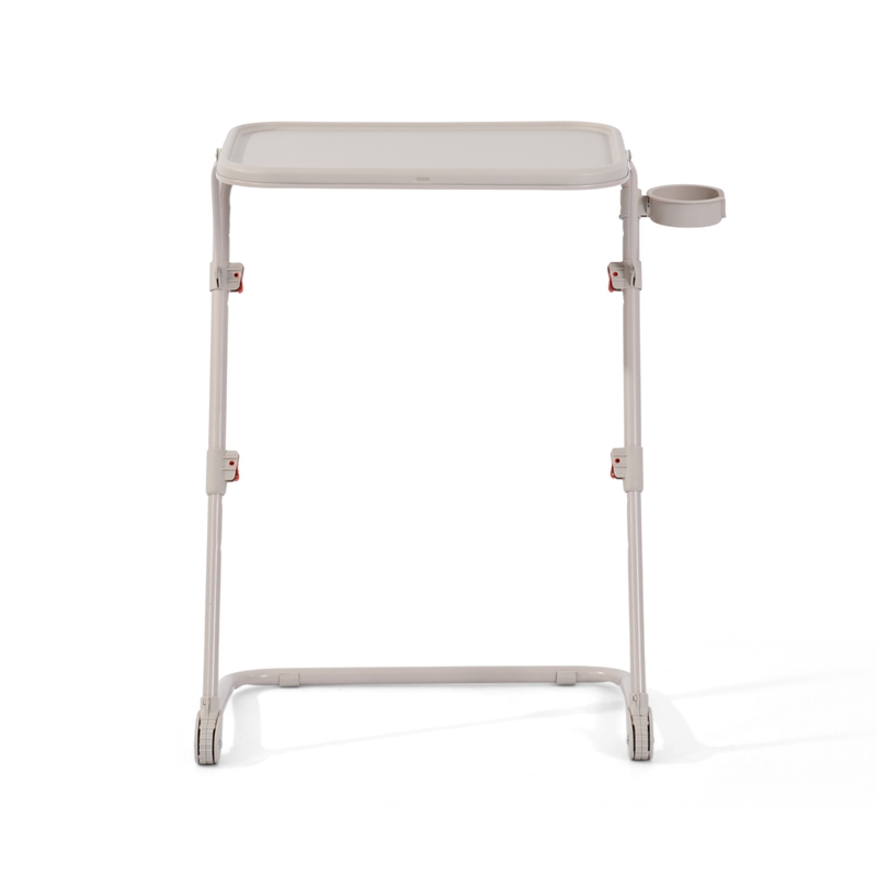 Homycasa Adjustable Folding TV Dining Tray Table with Cup Holder Beige