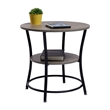 Homycasa Round Coffee Table 2 Tier Wood Look Top Black Metal Base