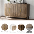 Homycasa Walnut Geometric Sideboard 4-Door Storage Cabinet for Living & Dining