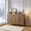 Homycasa Walnut Geometric Sideboard 4-Door Storage Cabinet for Living & Dining