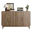 Homycasa Walnut Geometric Sideboard 4-Door Storage Cabinet for Living & Dining