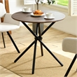 Homycasa Modern Round Dining Table with Cross Black Base Dark Wood