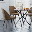 Homycasa Modern Round Dining Table with Cross Black Base Dark Wood