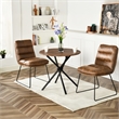 Homycasa Modern Round Dining Table with Cross Black Base Dark Wood
