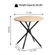 Homycasa Modern Round Dining Table with Cross Black Base Light Wood