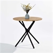 Homycasa Modern Round Dining Table with Cross Black Base Light Wood
