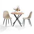 Homycasa Modern Round Dining Table with Cross Black Base Light Wood