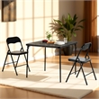 Homy Casa 3-Piece Black Folding Patio Dining Set with PVC Chairs