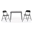 Homy Casa 3-Piece Black Folding Patio Dining Set with PVC Chairs