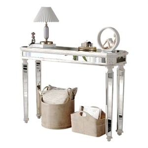 Homycasa Mirrored Console Table with Sleek Glass Top Reflective Silver Legs