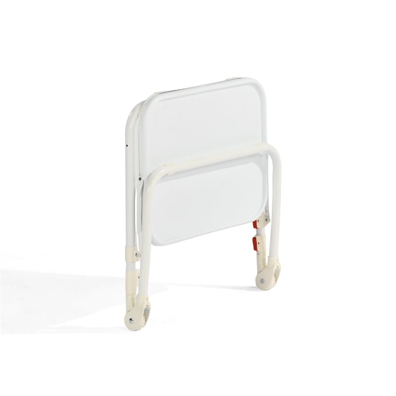 Homy Casa White Plastic Folding Table with Metal Frame and Cup Holder for Dining