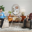 Homy Casa Beige Adjustable Folding Coffee Table with Metal Frame