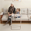 Homy Casa Beige Adjustable Folding Coffee Table with Metal Frame