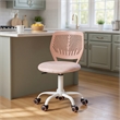 Homy Casa Pink Mesh & Fabric Kitchen Counter Helper Chair with Height Adjustment