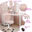 Homy Casa Pink Mesh & Fabric Kitchen Counter Helper Chair with Height Adjustment
