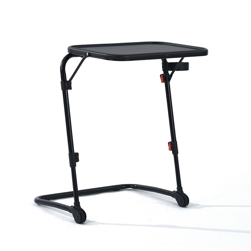 Homy Casa Black Steel Adjustable Folding Kids Desk Table with Cup Holder
