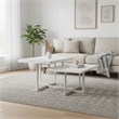 Homy Casa White Marble MDF and Steel Coffee Table