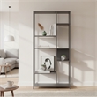 Homy Casa Gray Metal Bookcase Open Back Room Divider with 6 Shelves