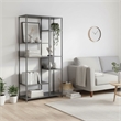 Homy Casa Gray Metal Bookcase Open Back Room Divider with 6 Shelves