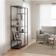 Homy Casa Gray Metal Bookcase Open Back Room Divider with 6 Shelves