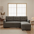 Homy Casa Gray Polyester Upholstered Pull-Out Sectional Sofa Bed