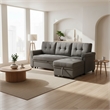 Homy Casa Gray Polyester Upholstered Pull-Out Sectional Sofa Bed