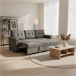 Homy Casa Gray Polyester Upholstered Pull-Out Sectional Sofa Bed