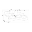 Homy Casa Gray Polyester Upholstered Pull-Out Sectional Sofa Bed