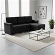 Homy Casa Black Polyester Upholstered Pull-Out Sectional Sofa Bed
