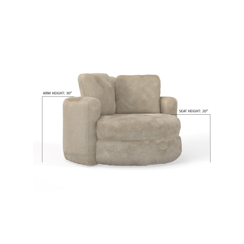 Oslo Lux Faux Fur Oversized Barrel Swivel Accent Chair