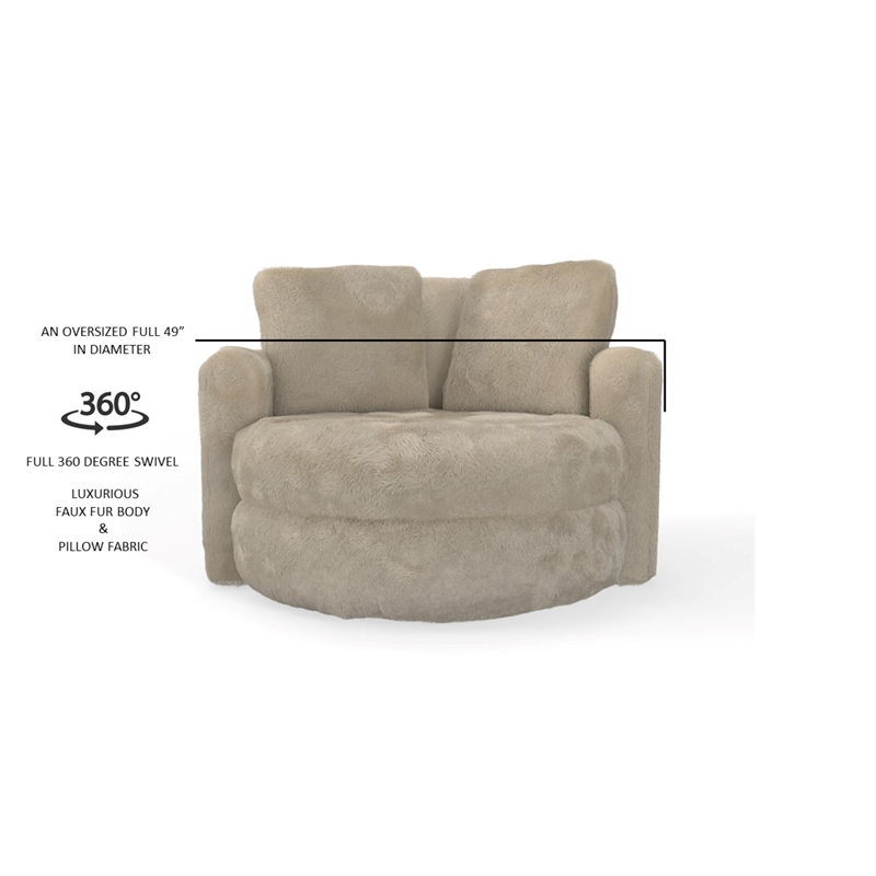 Oslo Lux Faux Fur Oversized Barrel Swivel Accent Chair