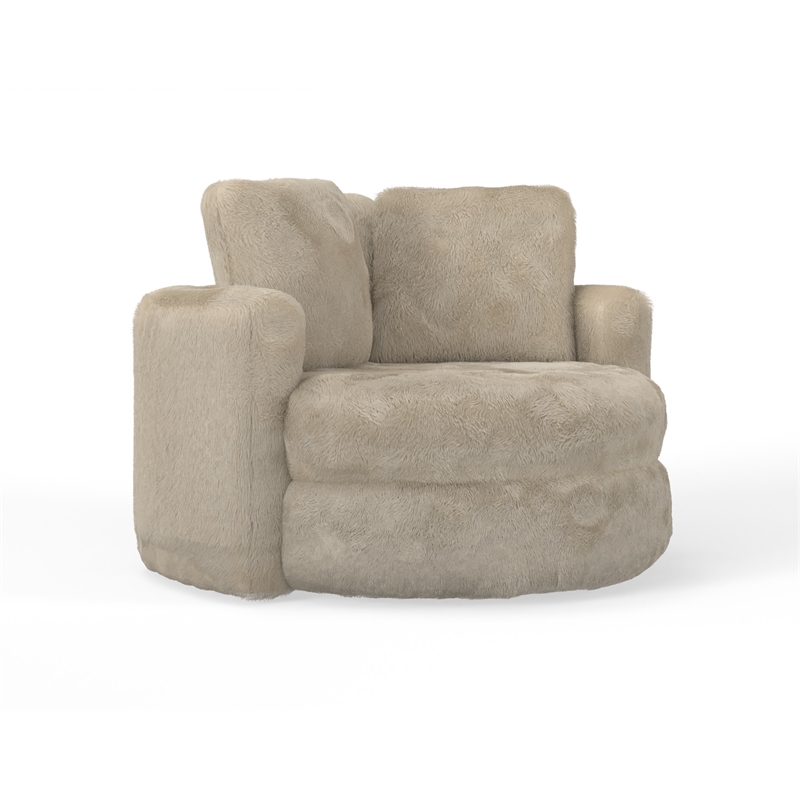 Oslo Lux Faux Fur Oversized Barrel Swivel Accent Chair